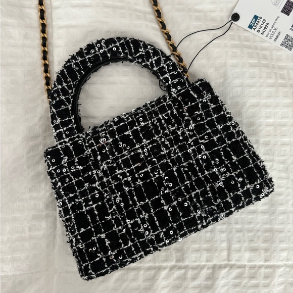 NWT 🖤 CHANEL 24P Black & White Tweed Small Nano Shopper Kelly Bag - Picture 9 of 16